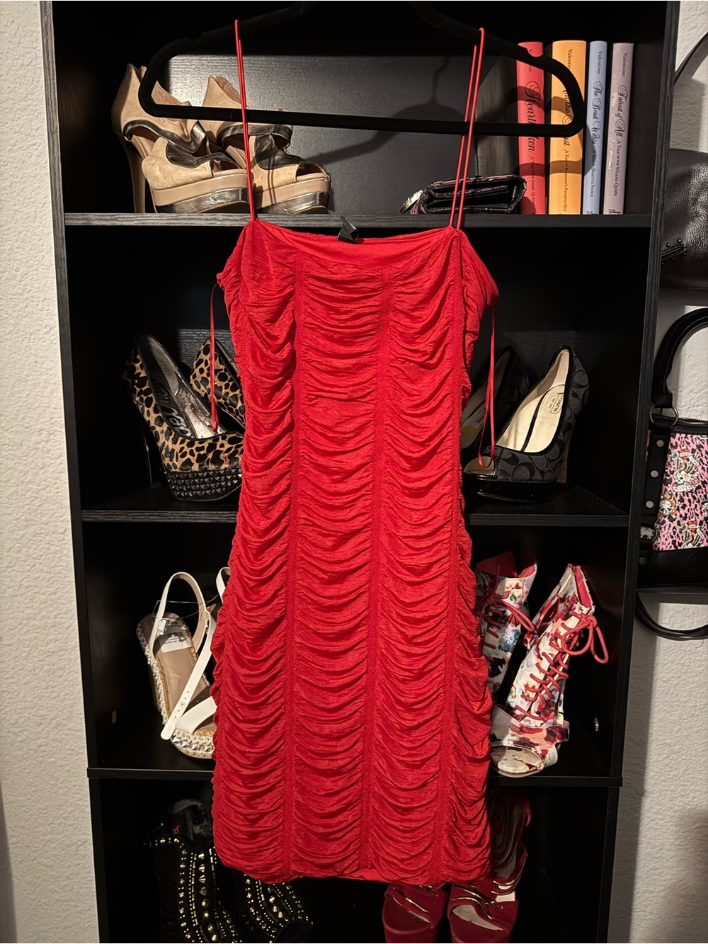 Windsor Red Ruched Spaghetti-Strap Mini Dress